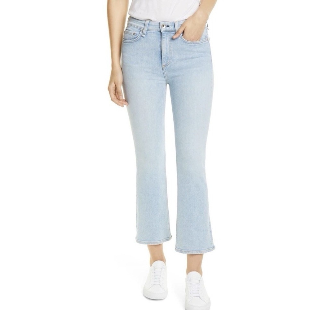 RAG & BONE Jeans Women Nina High‎ Rise Stretch Flare Ankle Size 32 Light Wash